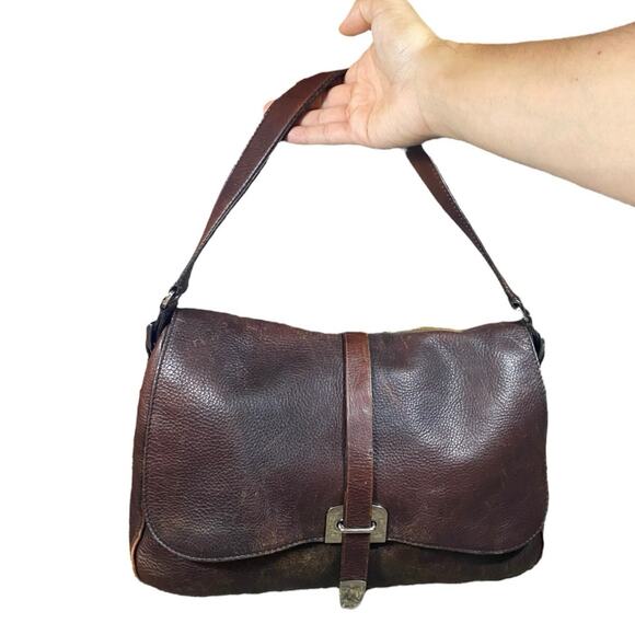 Vintage Y2K Prada Cervo Antik Brown Messenger Bag - Picture 1 of 12